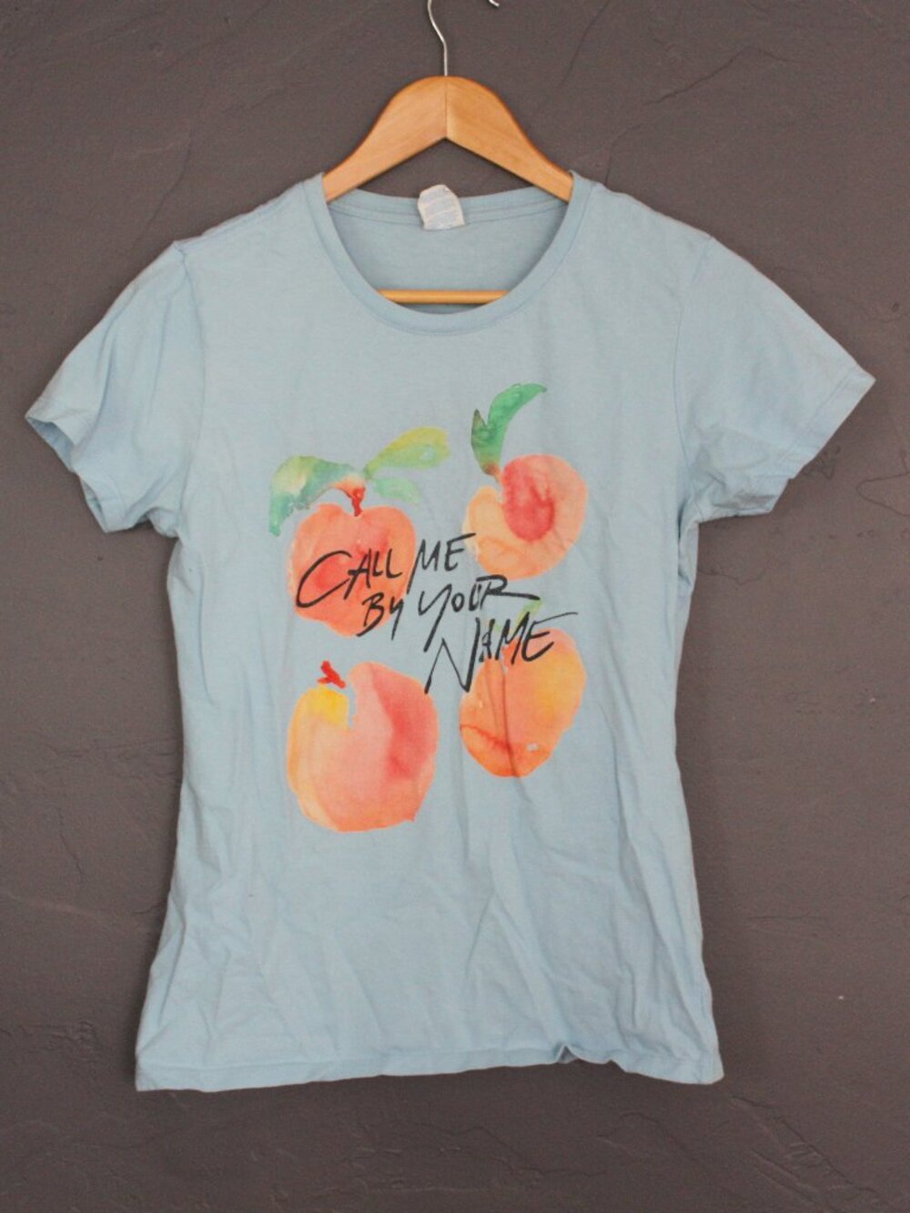 CMBYN Light Blue Watercolor Peach Graphic Fitted Cotton Tee